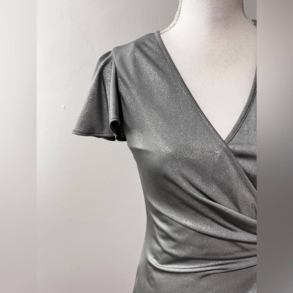 Marc New York Andrew Marc Silver Faux Wrap Dress Size 2 NWT - Picture 3 of 15